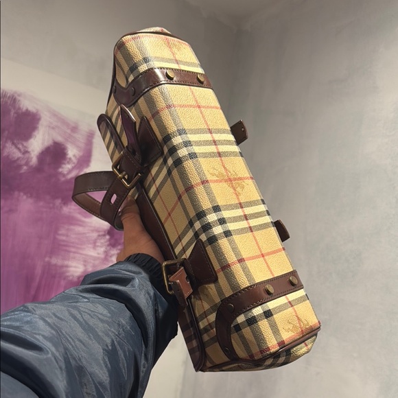 Burberry Plaid Handbag with Brown Leather Accents - Picture 6 of 9